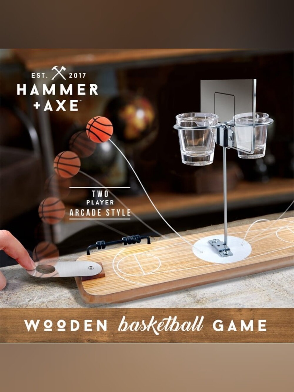 Hammer + Axe Wooden Basketball Drinking Game – Complete